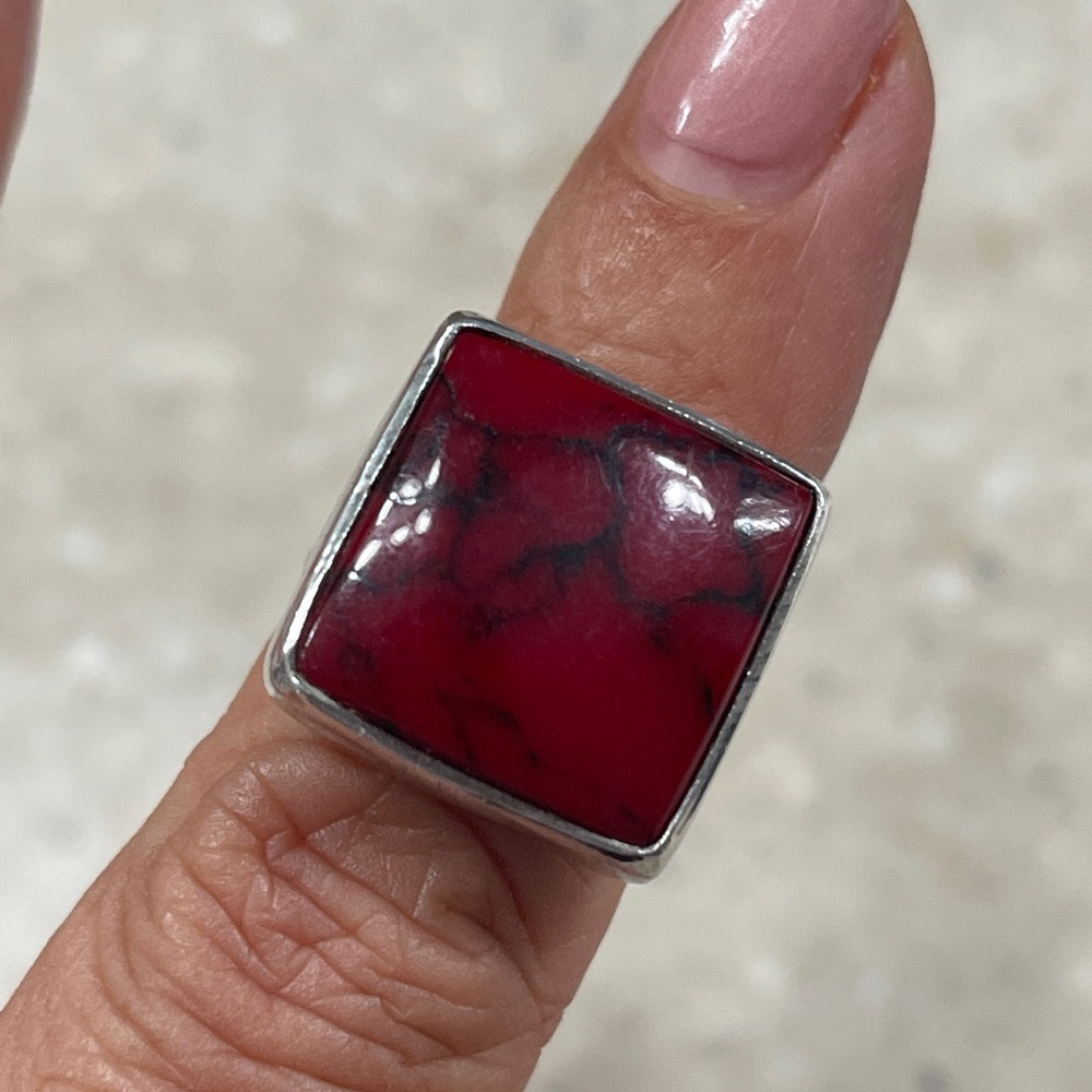 Beautiful Sterling Silver Ring with Red Turquoise